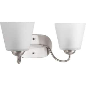 Arden Collection 2-Light Brushed Nickel Etched Glass Farmhouse Bath Vanity Light