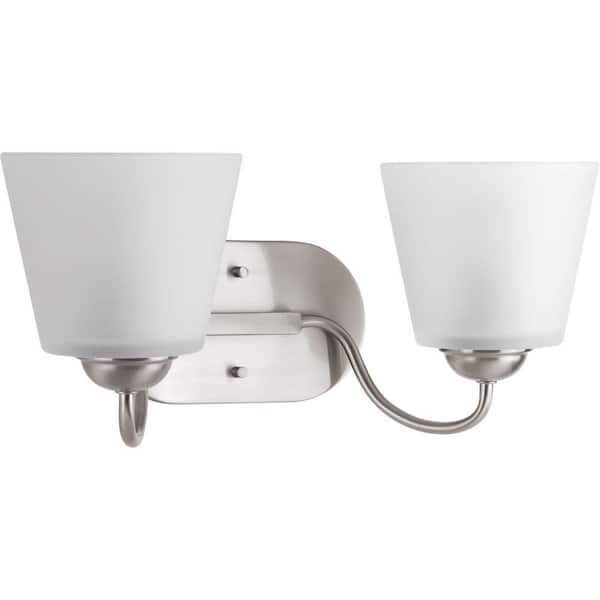 Progress Lighting Arden Collection 2-Light Brushed Nickel Etched Glass Farmhouse Bath Vanity Light