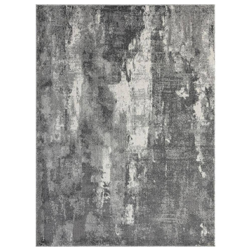 4 ft. x 5 ft. Euston Dark Grey Modern Abstract Polypropylene Area Rug, Dark Gray