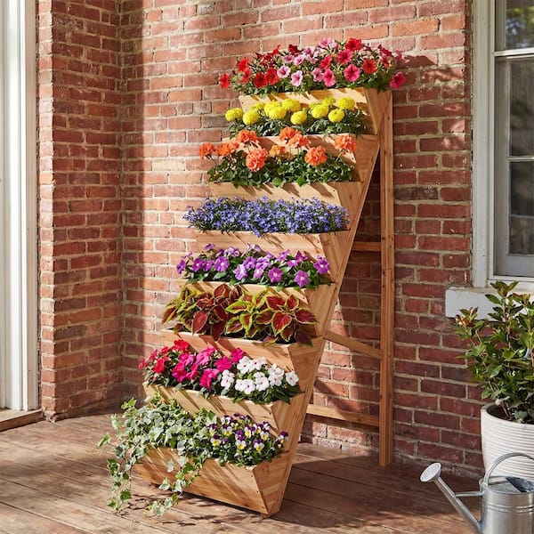 HONEY JOY 2-Piece 8-Tier 40 in. x 24 in. Wooden Vertical Raised