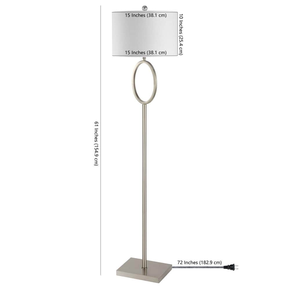 April Elegance 61" Nickel Metal LED Floor Lamp with White Linen Shade