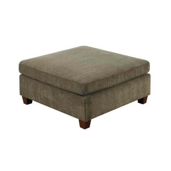 Benjara Brown Fabric Square Accent Ottoman