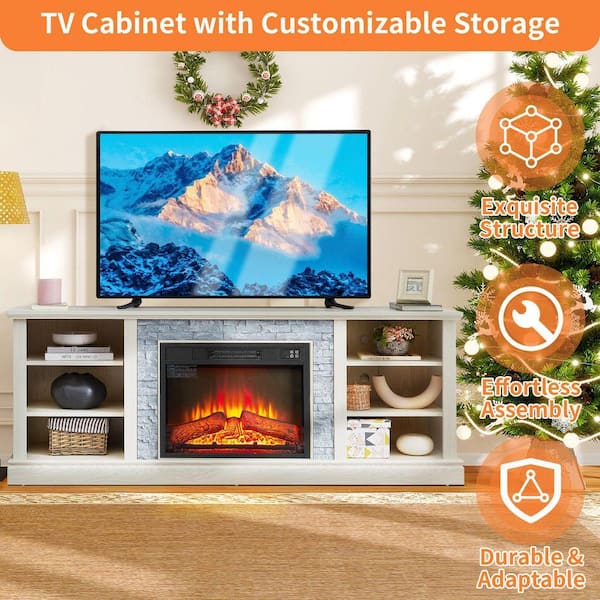 ToolCat 70 in. Freestanding Electric Fireplace TV Stand with
