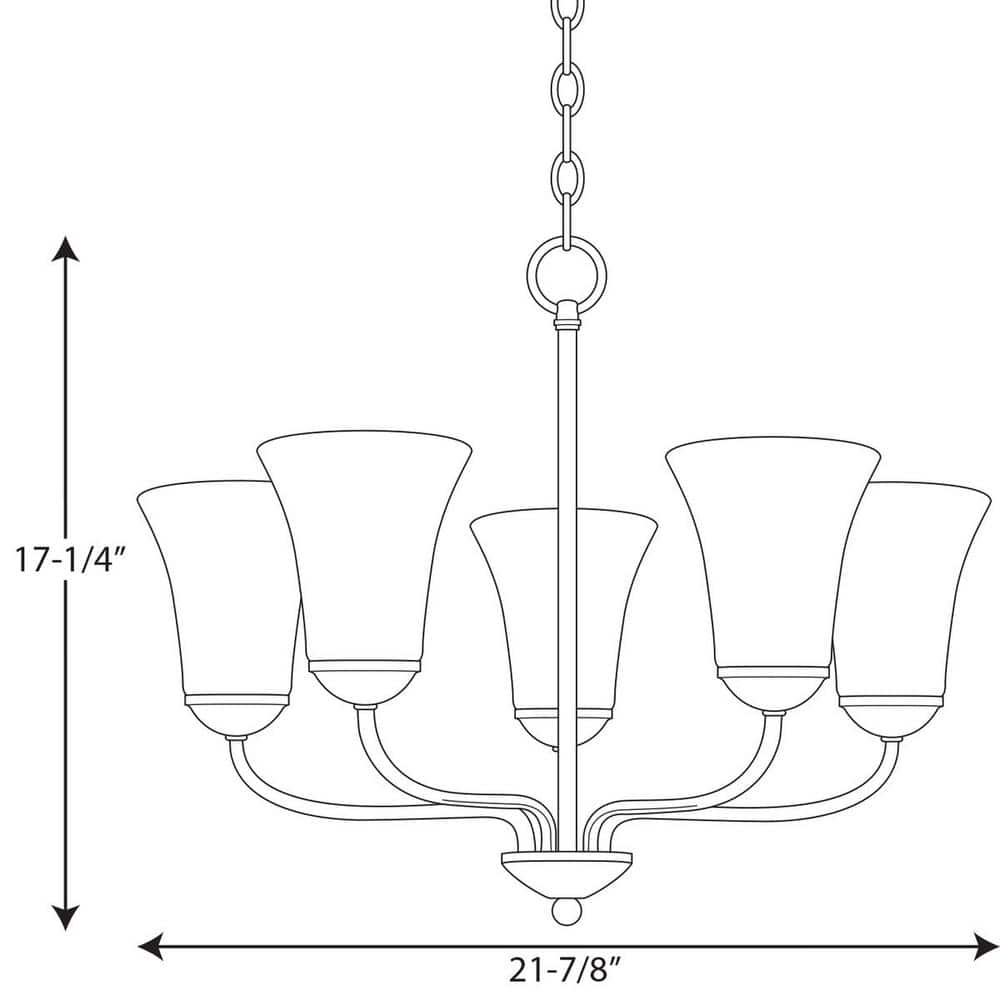 Polished Chrome 5-Light Chandelier with Etched Glass Shades