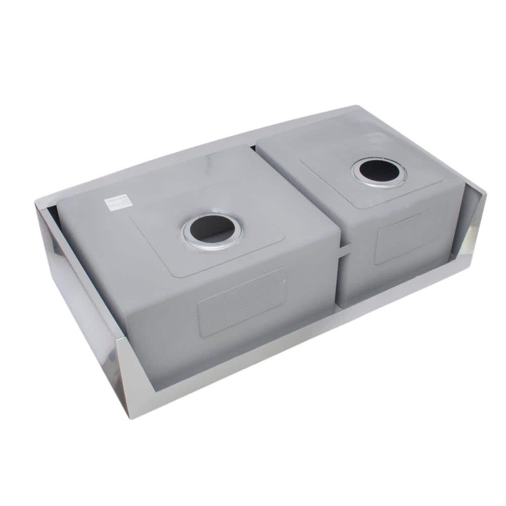 Handcrafted 36-Inch Stainless Steel Double Bowl Undermount Sink