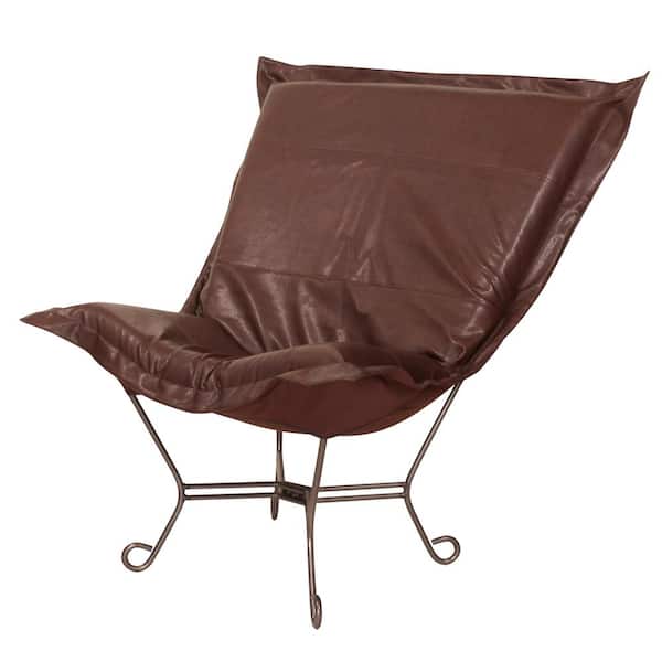 Marley Forrest Scroll Puff Chair with Cover, Titanium Frame, Avanti Pecan