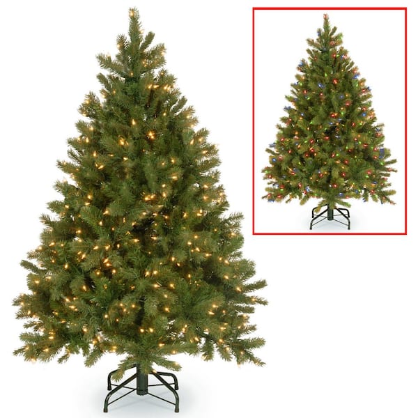 National Tree Company 4.5 ft. Downswept Douglas Fir Artificial Christmas Tree with Dual Color LED Lights