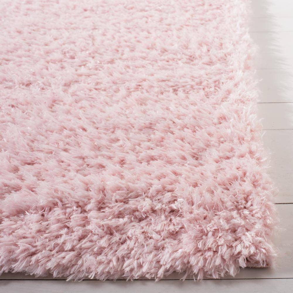 Blush 9' x 12' Solid Shag Wool and Synthetic Rug