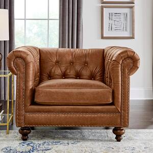 Blakely Arena Vintage Brown Leather Chesterfield Chair