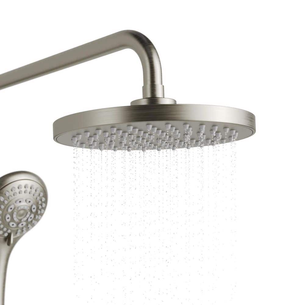 Brushed Nickel Multi-Function Shower System with Adjustable Height