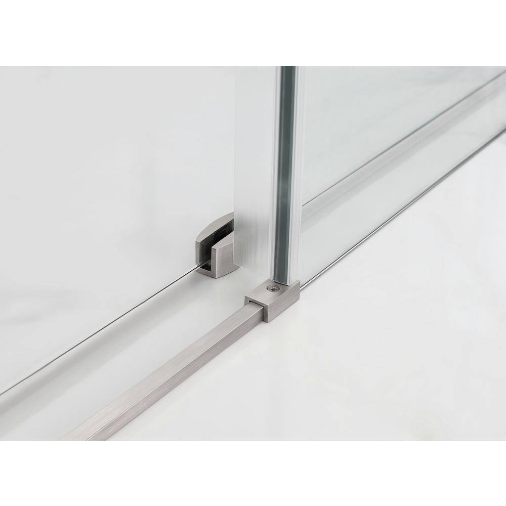 Langham XL Frameless Clear Glass Sliding Shower Enclosure with Stainless Steel Frame