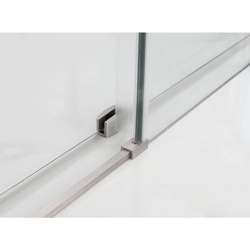 Coraline XL Frameless Sliding Shower Enclosure with Clear Glass and Stainless Steel