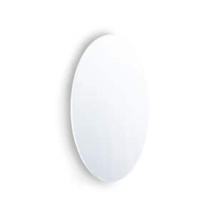 14.76 in. W x 25.20 in. H Medium Oval Frameless Wall Mounted Bathroom Vanity Mirror in Silver
