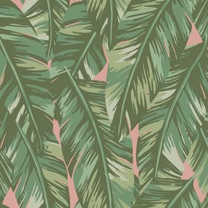 Dumott Olive Tropical Leaves Paper Strippable Wallpaper (Covers 56.4 sq. ft.)