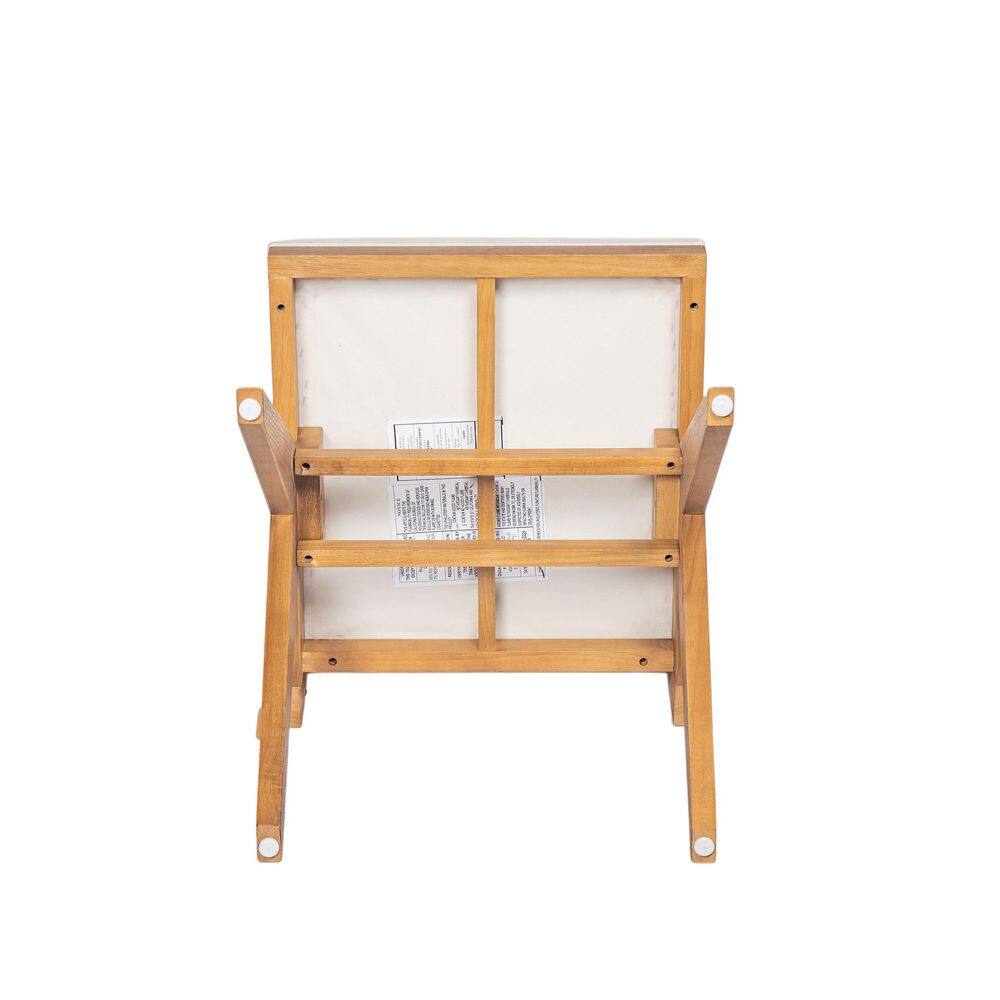 Natural Rubberwood and Cane Upholstered Dining Chairs, Set of 2