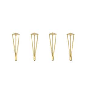 Kingsman 14-3/16 in. Satin Champagne Gold Solid Steel Metal 3 Rod Hairpin Coffee Table Leg with Adjustable Base (4-Pack)