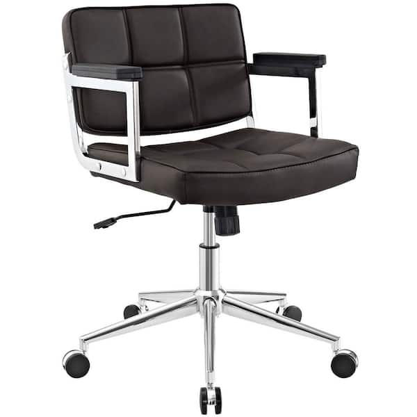 MODWAY Portray Brown Mid Back Upholstered Vinyl Office Chair