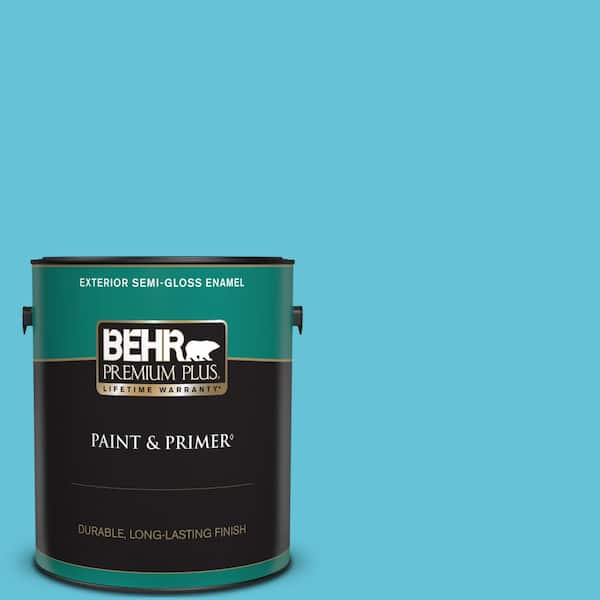 BEHR PREMIUM PLUS 1 gal. #P480-4 Rushing Stream Semi-Gloss Enamel Exterior Paint & Primer