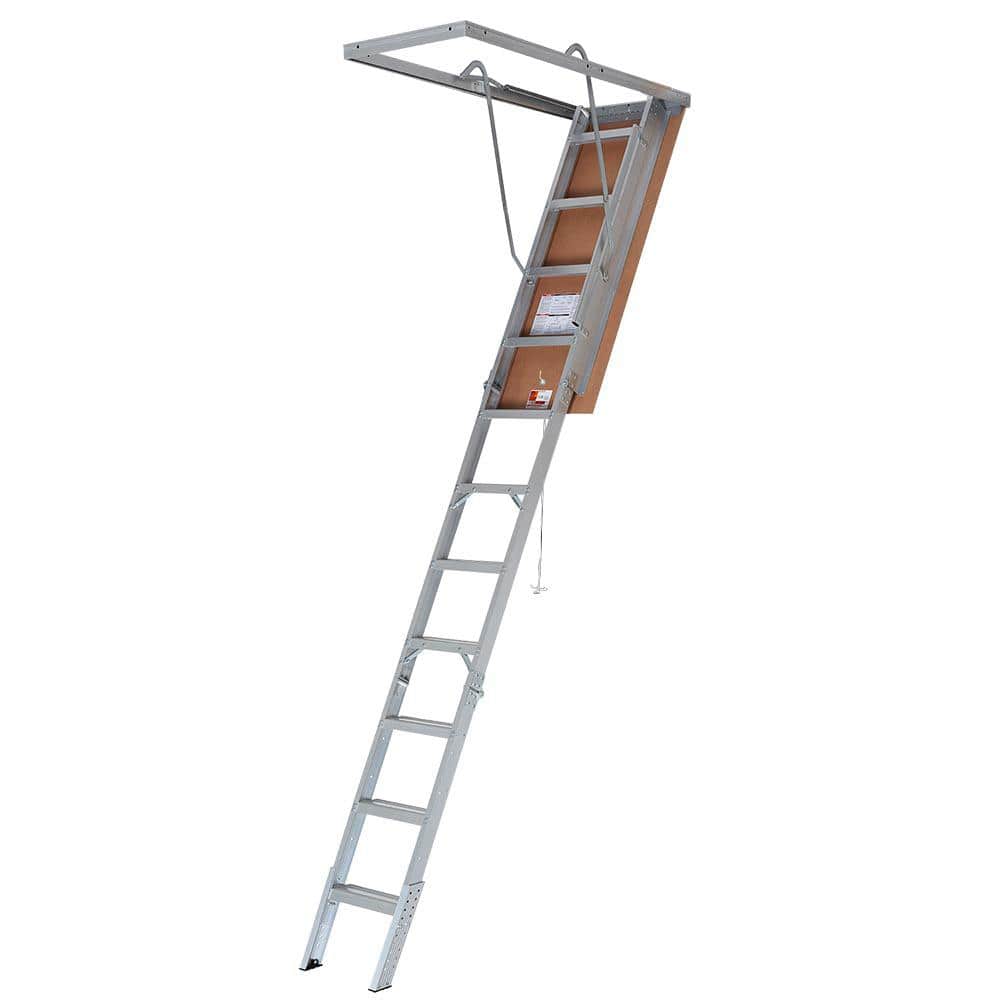 Louisville Ladder Aluminum 7.75 ft. to 10.25 ft. (Rough Opening: 22.5 in. x 54 in.) 375 lbs. Capacity Attic Ladder -  AH2211