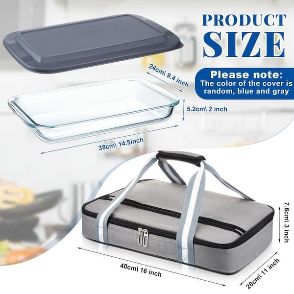 Lynzavix 1-Piece Gray Glass Baking Dish with Lid and Insulated