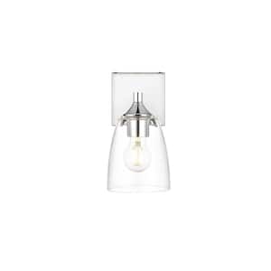 Simply Living 5 in. 1-Light Modern Chrome Vanity Light with Clear Bell Shade