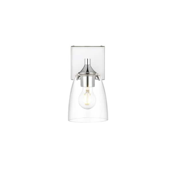 Unbranded Simply Living 5 in. 1-Light Modern Chrome Vanity Light with Clear Bell Shade