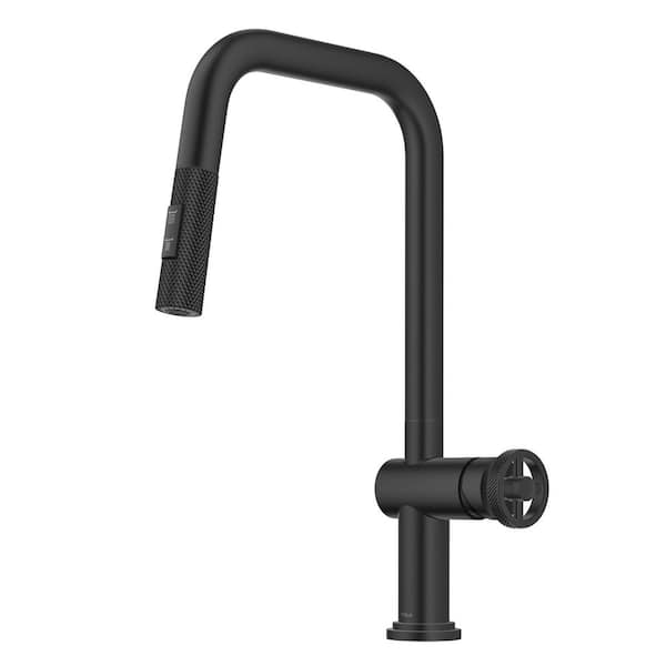 KRAUS Urbix Industrial Pull-Down Single Handle Kitchen Faucet in Matte Black
