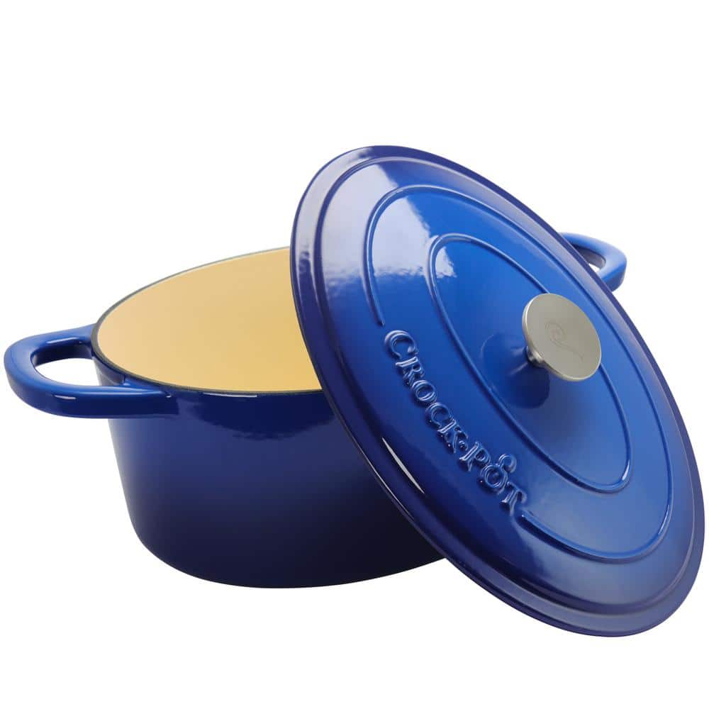Sapphire Blue Enameled Cast Iron 7-Quart Oval Dutch Oven