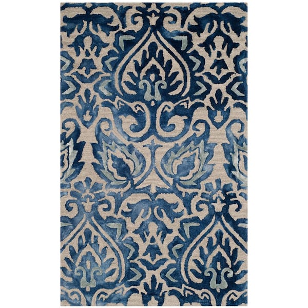 SAFAVIEH Dip Dye Royal Blue/Beige Doormat 3 ft. x 5 ft. Medallion Area Rug