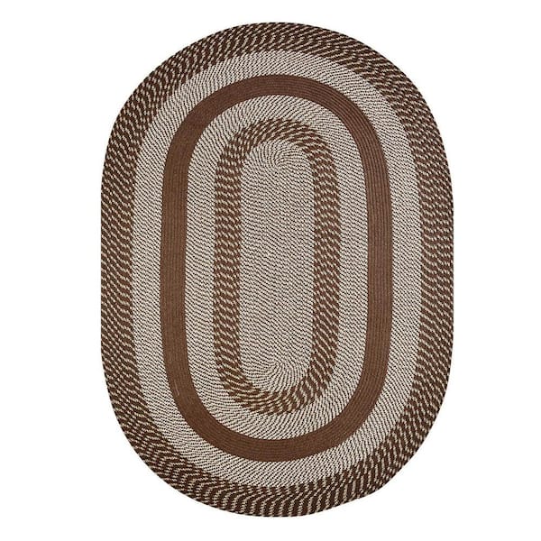 Better Trends Newport Braid Collection Brown 42 in. x 66 in. Oval 100% Polypropylene Reversible Area Rug