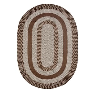 Newport Braid Collection Brown 96" x 120" Oval 100% Polypropylene Reversible Area Rug