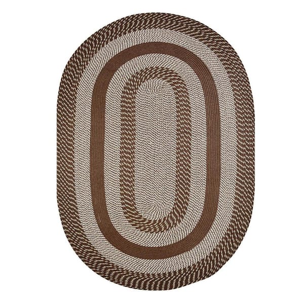 Newport Braid Collection Brown 96" x 120" Oval 100% Polypropylene Reversible Area Rug