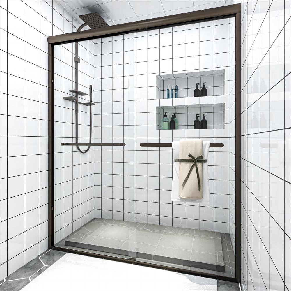 60" W x 72" H Oil Rubbed Bronze Double Sliding Shower Door