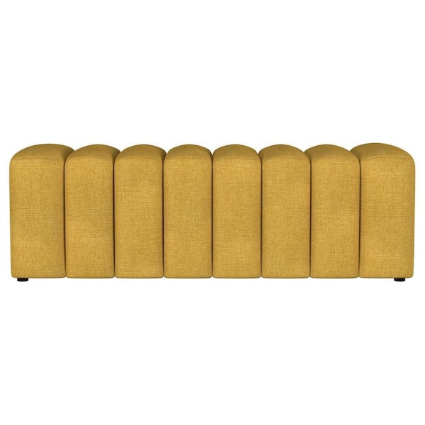 Benjara Sanna 54 in. Yellow Modern Channel Tufted Fabric Accent