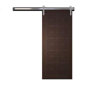 30 in. x 84 in. Lucy in the Sky Sable Wood Sliding Barn Door with Hardware Kit in Black