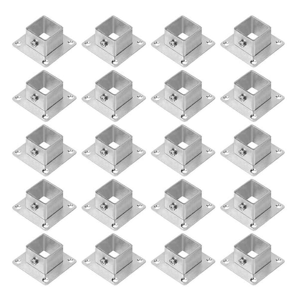 1 Square Newel Post Flange Base Stainless Steel Deck Rail for Square Fence Floor Deck Wall Mount 20 PCS