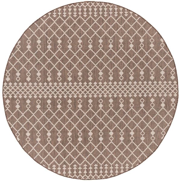 Positano Natural 12 ft. Round x 12 ft. Moroccan Contemporary Round Area Rug