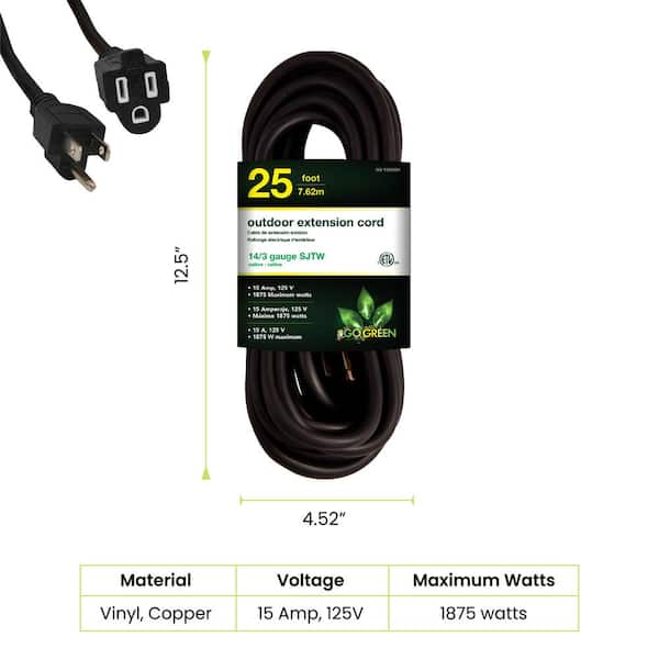 HDX 14/3 SJTW 3 Outlets Extension Cord 25 ft. 