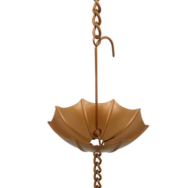 Trademark Innovations Rain Chain Copper Colored Umbrella Design for Gutters and Downspouts