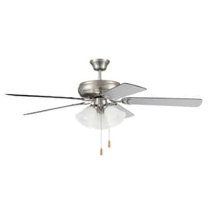 Decorator's Choice 52 in. Indoor Tri-Mount 3-Speed Motor Brushed Polished Nickel Finish Ceiling Fan with 3-Light Kit