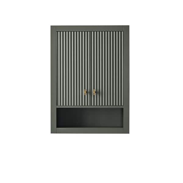 24 in. W x 8 in. D x 33 in. H Bathroom Storage Wall Cabinet in Linear Vintage Green/GB