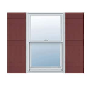 14 in. x 76 in. Lifetime Vinyl Custom Four Board Joined Board and Batten Shutters Pair Wineberry