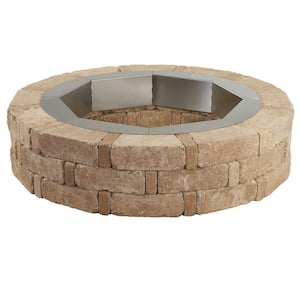 RumbleStone 46 in. x 10.5 in. Round Concrete Fire Pit Kit No. 1 in Cafe with Round Steel Insert