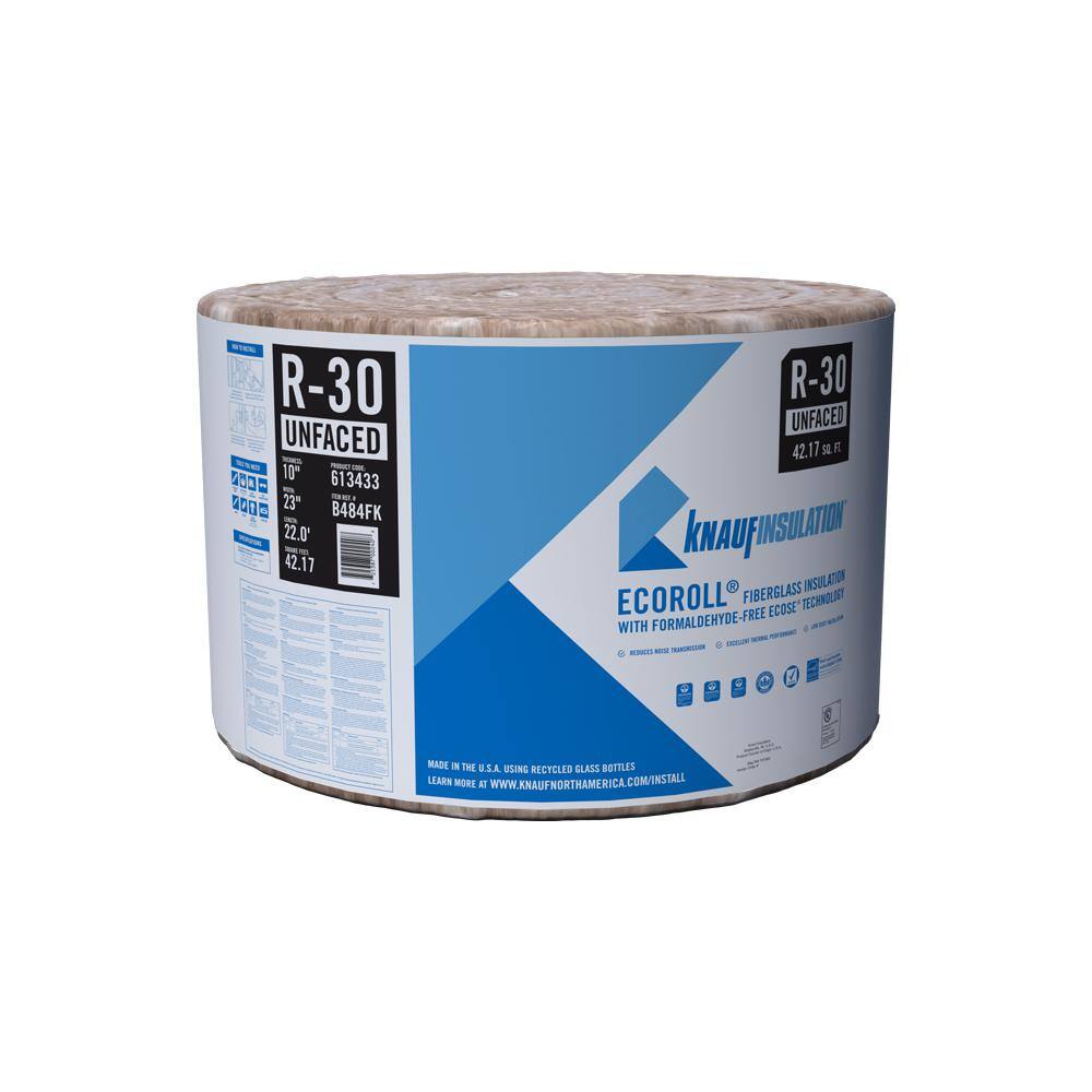 Knauf Insulation R 30 Ecoroll Unfaced Fiberglass Insulation Roll 10 In X 23 In X 22 Ft The Home Depot