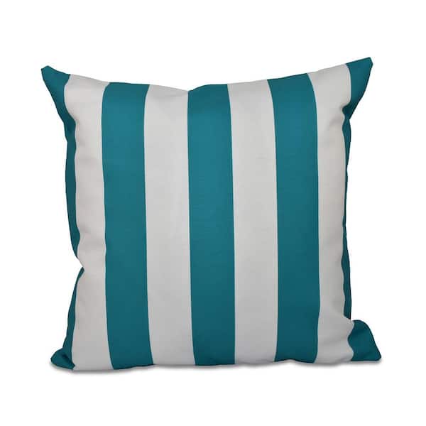 E BY DESIGN LLC Classic Teal Striped 16 in. x 16 in. Throw Pillow