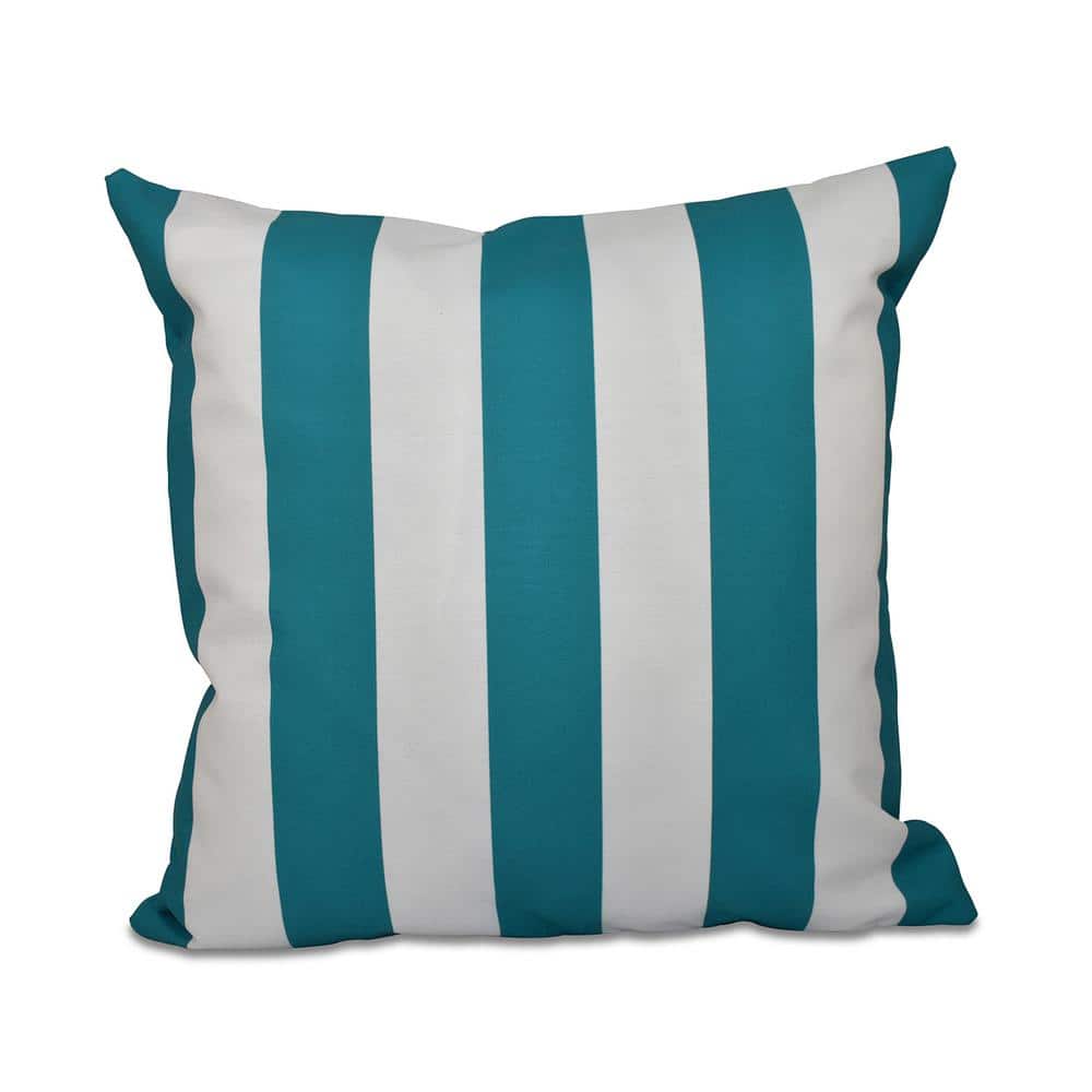 Classic Teal Striped 16 in. x 16 in. Throw Pillow