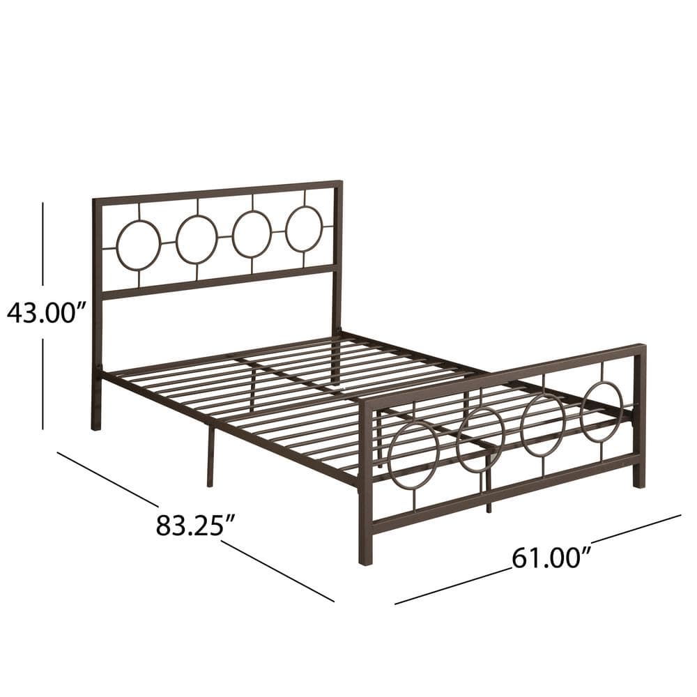 Francoise Queen Hammered Copper Metal Platform Bed Frame