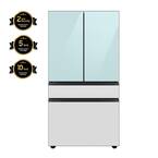 Bespoke 29 cu ft. 4-Door French Door Smart Refrigerator with Beverage Center in Morning Blue/White Glass, Standard Depth
