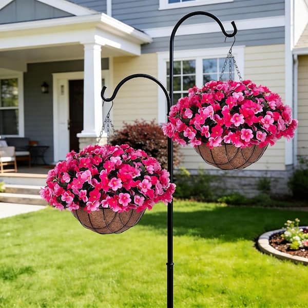 19.7 in. Pink Outdoor Artificial Hanging Violet Flowers with