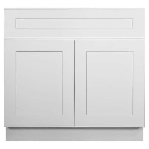 Design House 561498 Brookings Unassembled Shaker Sink Base Kitchen Cabinet 36x34.5x24, White